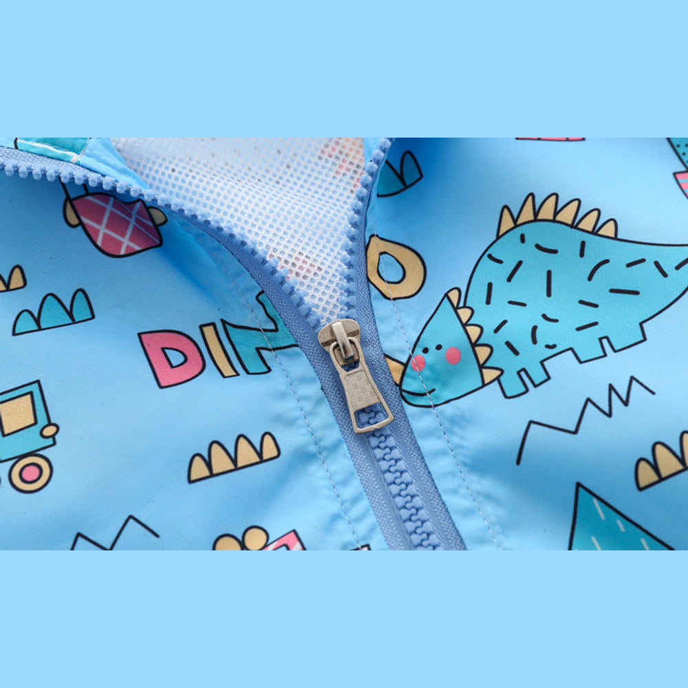 MyKids-USA® Baby Boy Cartoon Pattern Zipper Front Design Mesh Cloth Jacket Coat