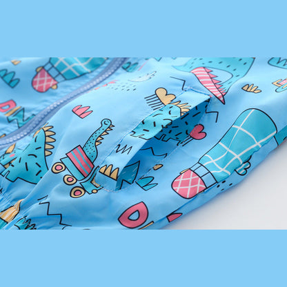 MyKids-USA® Baby Boy Cartoon Pattern Zipper Front Design Mesh Cloth Jacket Coat