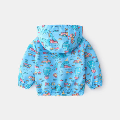 MyKids-USA® Baby Boy Cartoon Pattern Zipper Front Design Mesh Cloth Jacket Coat