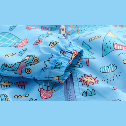 MyKids-USA® Baby Boy Cartoon Pattern Zipper Front Design Mesh Cloth Jacket Coat