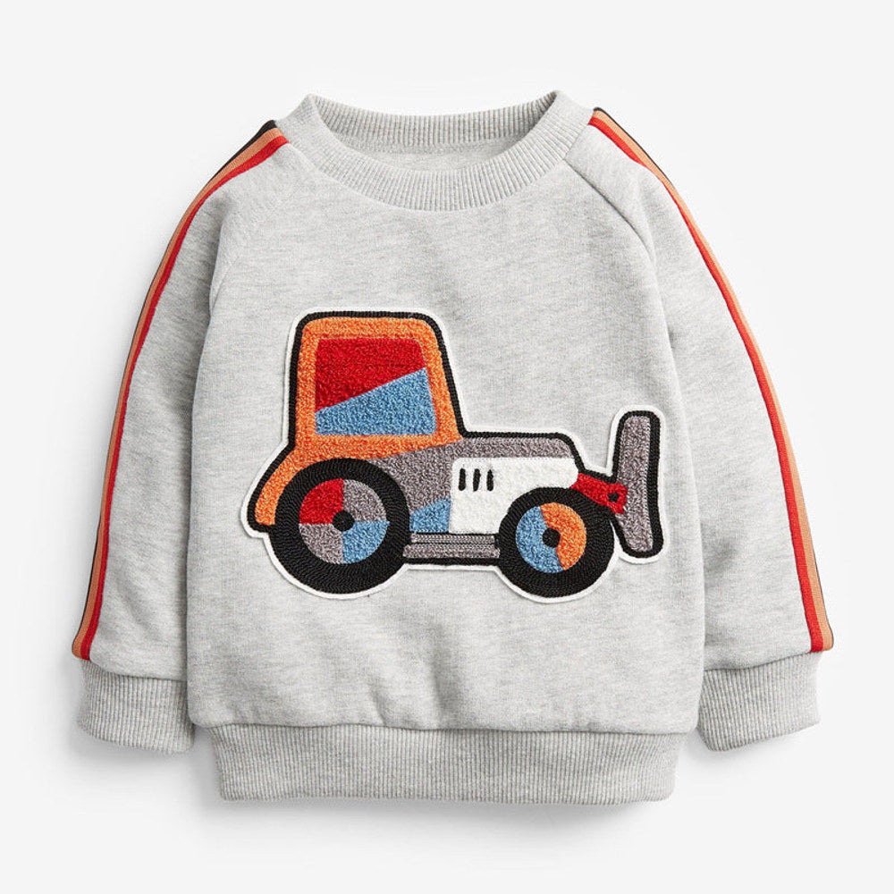 MyKids-USA® Baby Boy Cartoon Truck Pattern Side Striped Design Hoodie & Trousers Warm Sets
