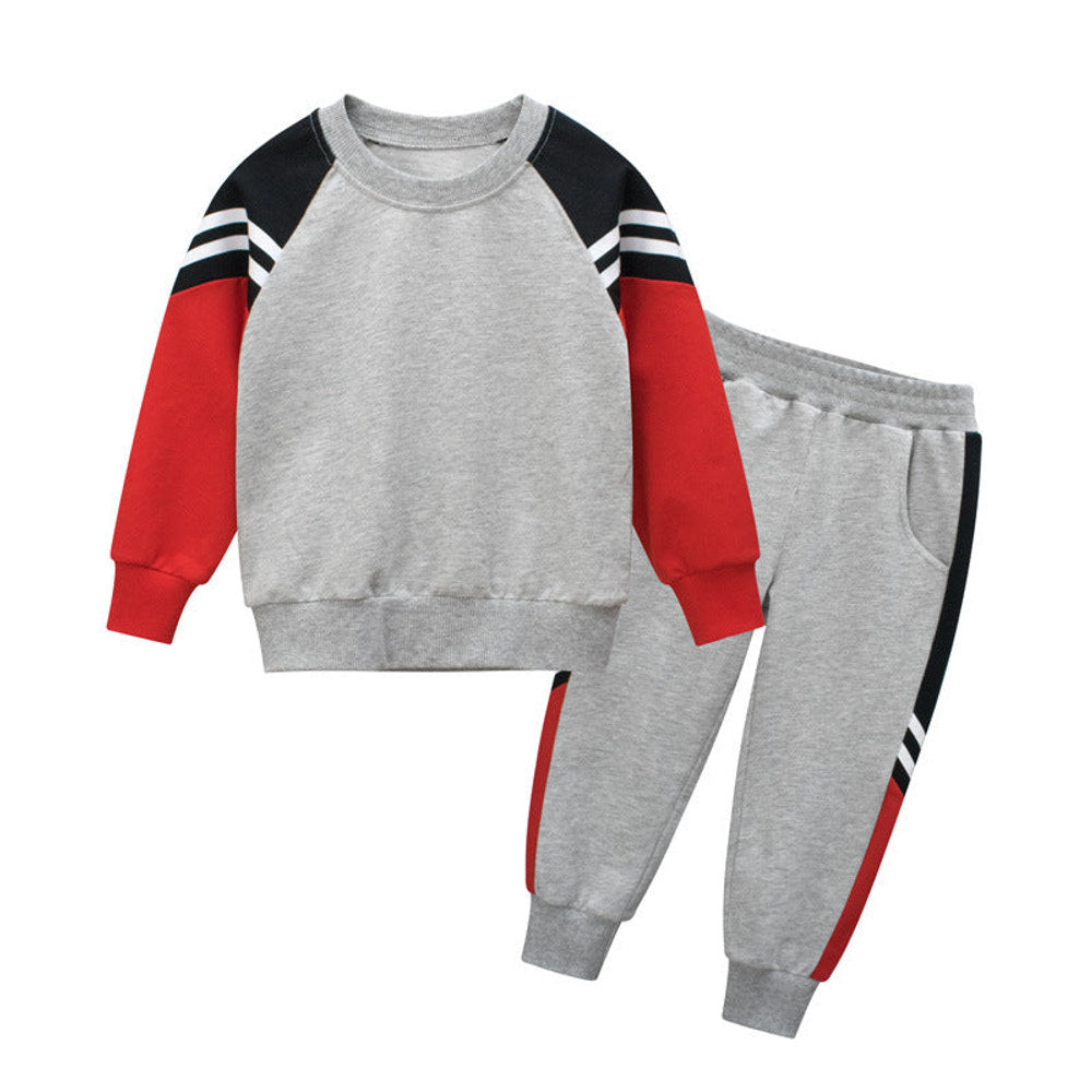 MyKids-USA® Baby Boy Contrast Design Hoodies Combo Side Print Trousers Sport Style Sets