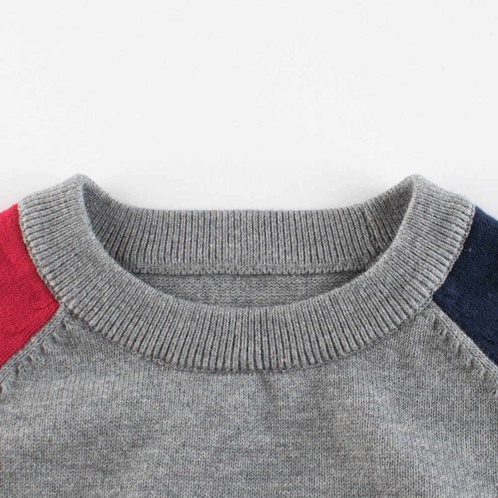 MyKids-USA® Baby Boy Contrast Design Side Striped Pattern Knitted Western Style Sweater