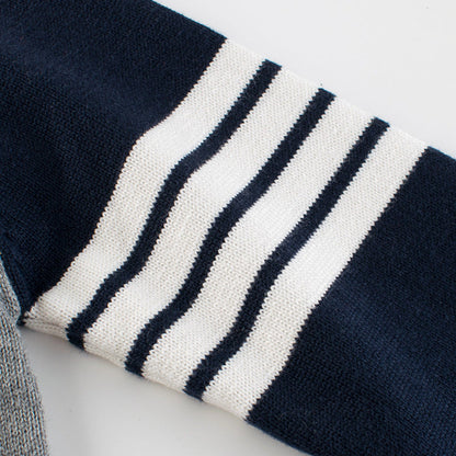 MyKids-USA® Baby Boy Contrast Design Side Striped Pattern Knitted Western Style Sweater