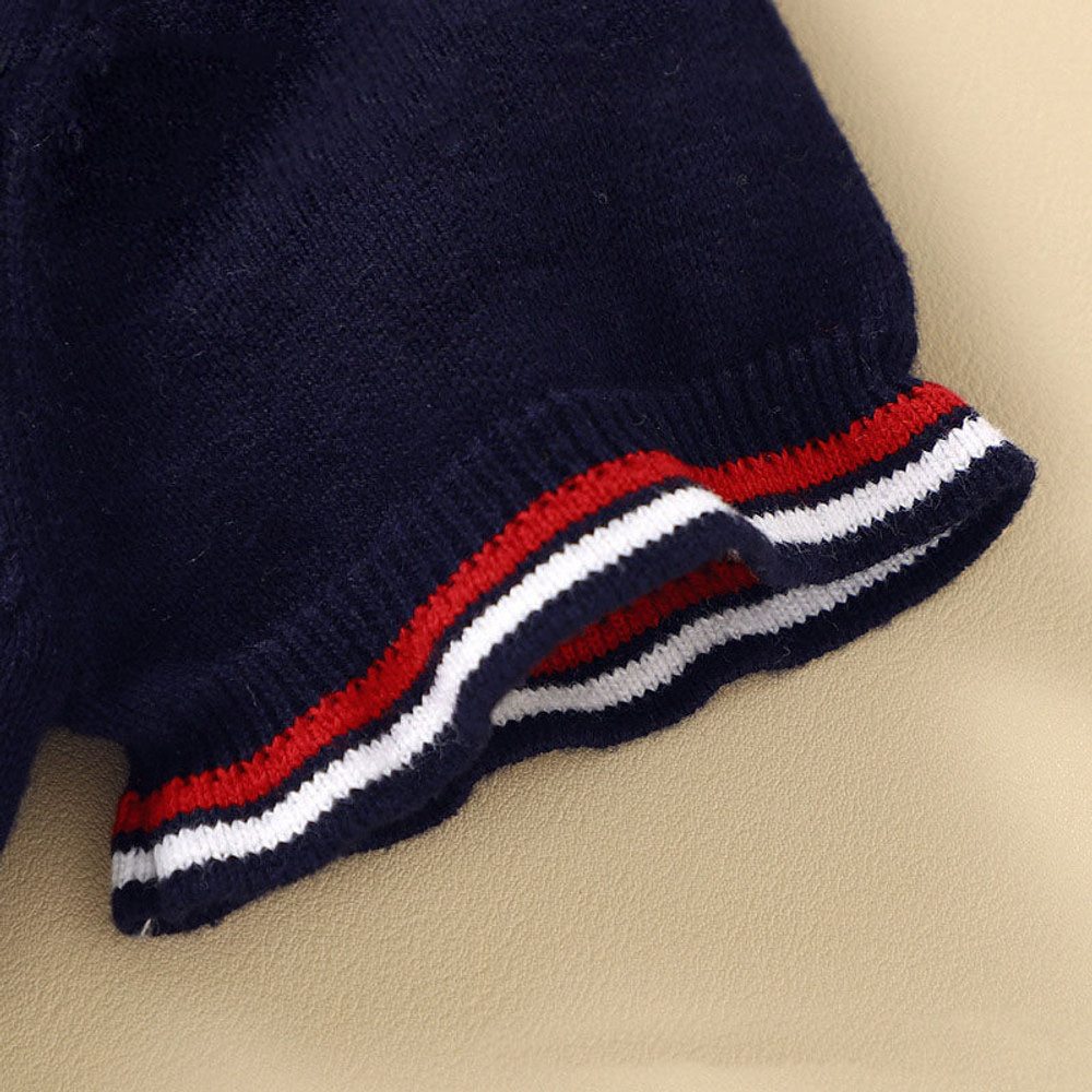 MyKids-USA® Baby Boy Embroidered Graphic Striped Neck & Sleeve Design Tee Combo Shorts Sailor Style Sets