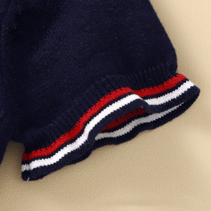 MyKids-USA® Baby Boy Embroidered Graphic Striped Neck & Sleeve Design Tee Combo Shorts Sailor Style Sets