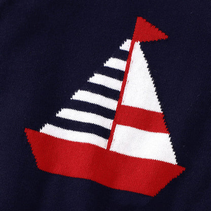 MyKids-USA® Baby Boy Embroidered Graphic Striped Neck & Sleeve Design Tee Combo Shorts Sailor Style Sets