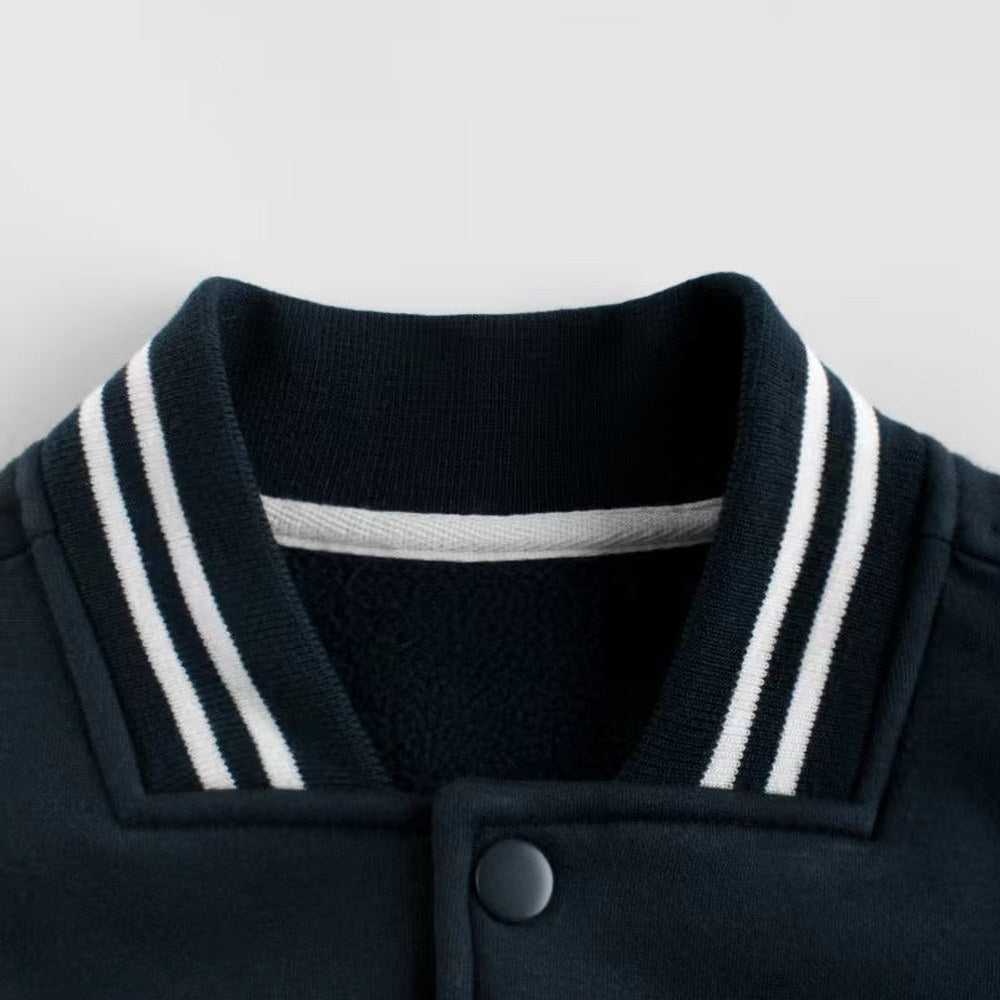 MyKids-USA® Baby Boy Letters Embroidered Pattern Contrast Design Baseball Coat
