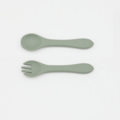 MyKids-USA® Baby Food Grade Complementary Food Training Silicone Spoon Fork Sets