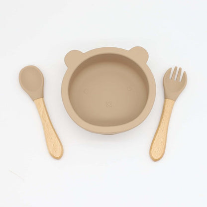 MyKids-USA® Baby Bear Shape Food Training Silicone Bowl With Spoon Tableware