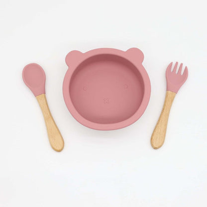 MyKids-USA® Baby Bear Shape Food Training Silicone Bowl With Spoon Tableware