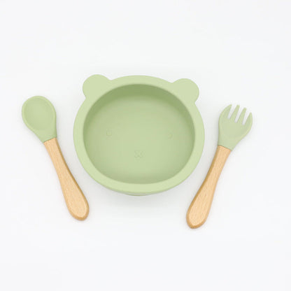 MyKids-USA® Baby Bear Shape Food Training Silicone Bowl With Spoon Tableware