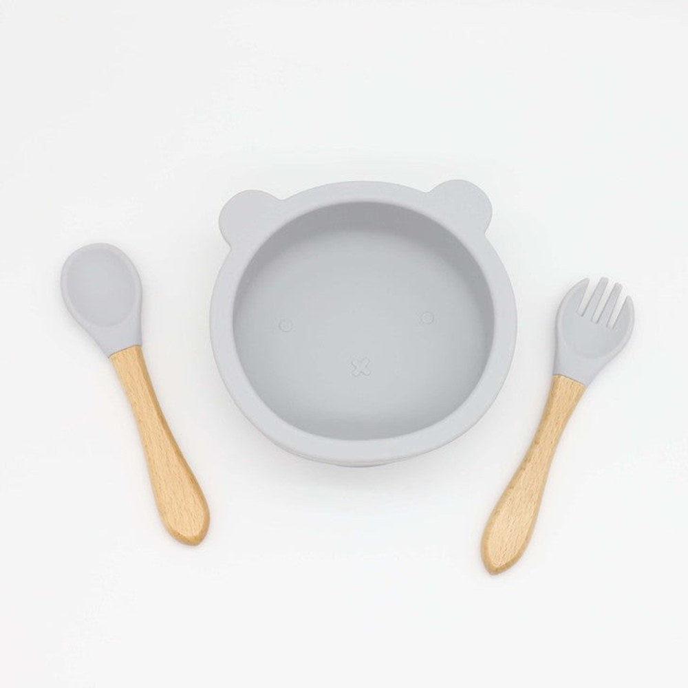 MyKids-USA® Baby Bear Shape Food Training Silicone Bowl With Spoon Tableware