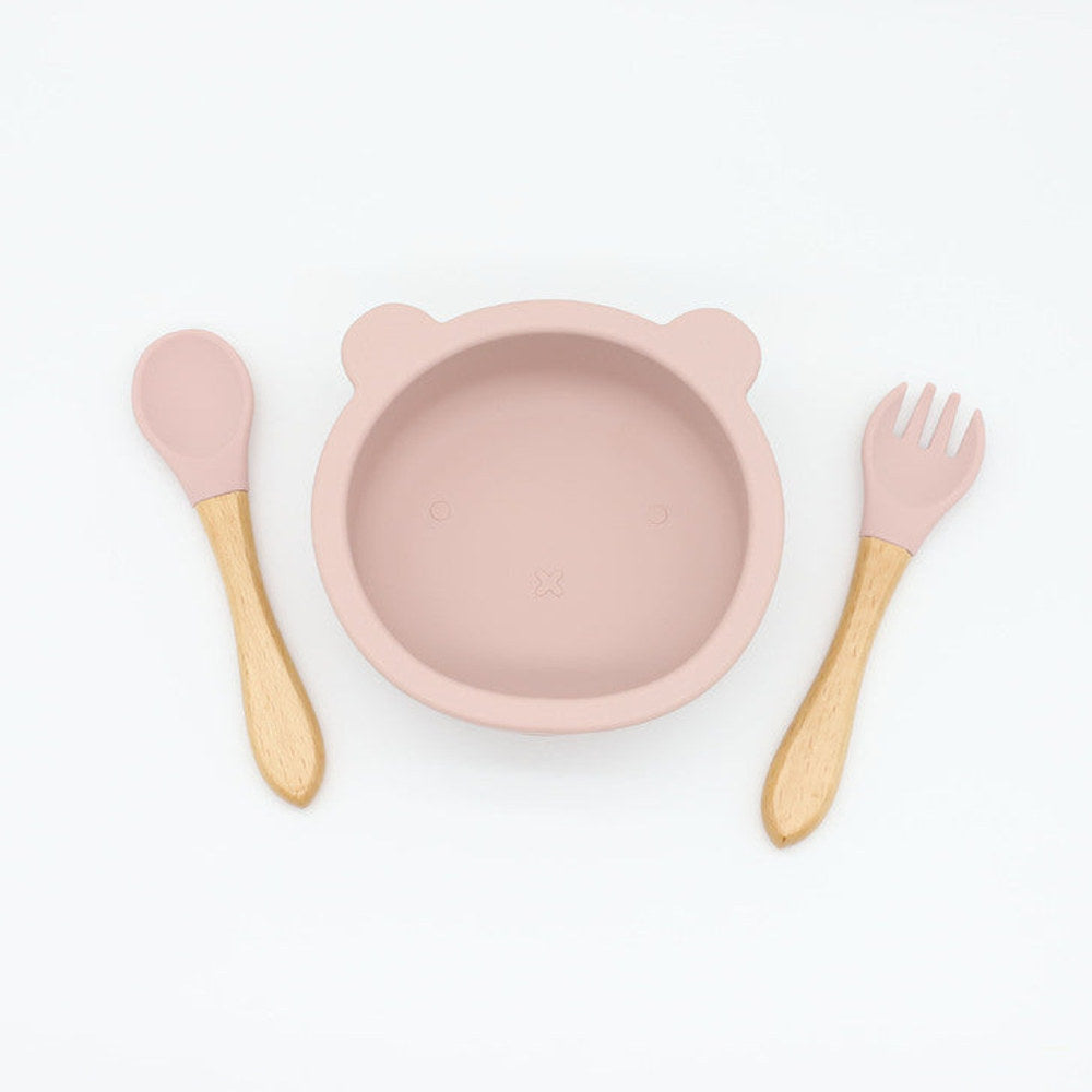 MyKids-USA® Baby Bear Shape Food Training Silicone Bowl With Spoon Tableware