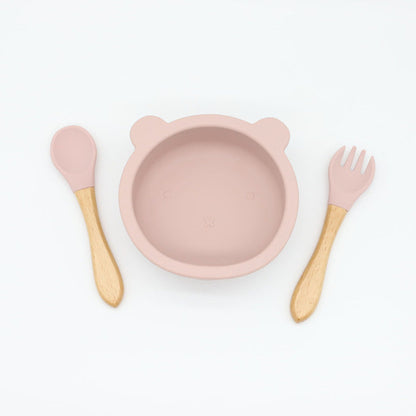 MyKids-USA® Baby Bear Shape Food Training Silicone Bowl With Spoon Tableware