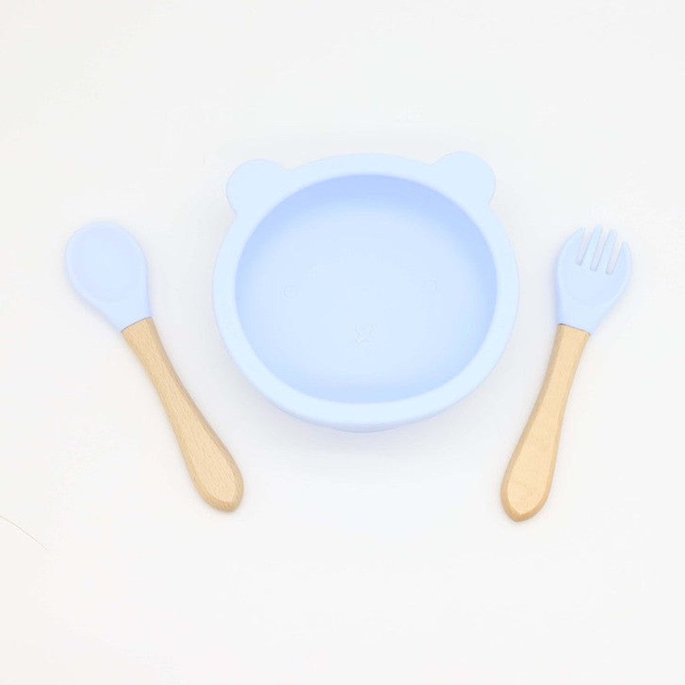 MyKids-USA® Baby Bear Shape Food Training Silicone Bowl With Spoon Tableware