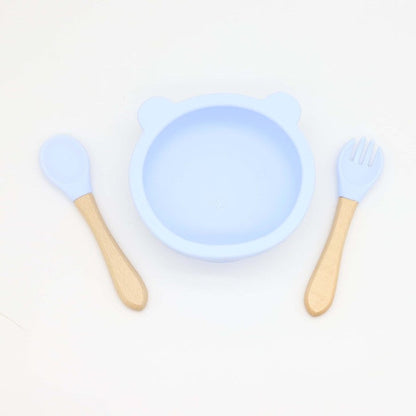 MyKids-USA® Baby Bear Shape Food Training Silicone Bowl With Spoon Tableware