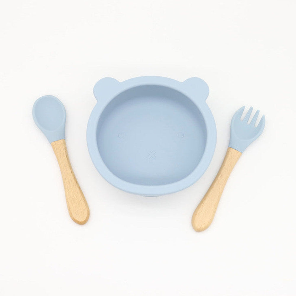 MyKids-USA® Baby Bear Shape Food Training Silicone Bowl With Spoon Tableware