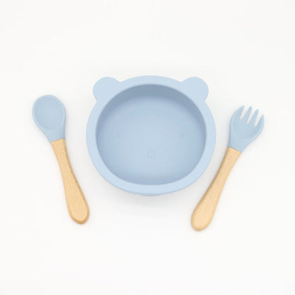 MyKids-USA® Baby Bear Shape Food Training Silicone Bowl With Spoon Tableware