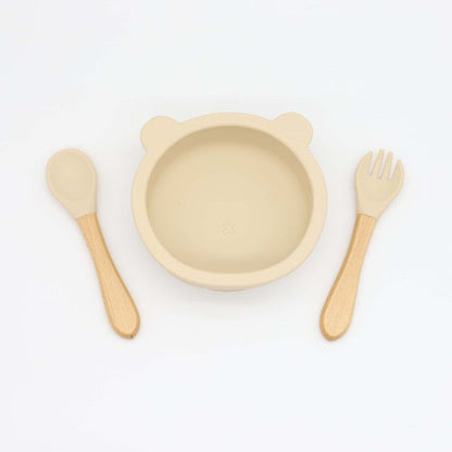 MyKids-USA® Baby Bear Shape Food Training Silicone Bowl With Spoon Tableware