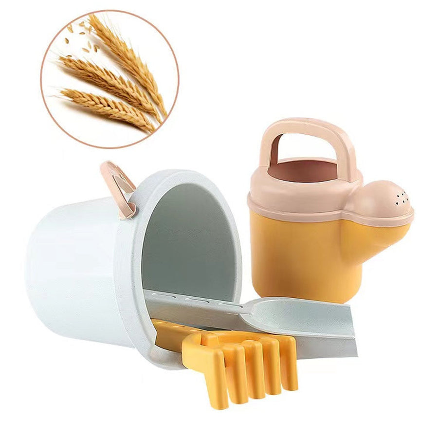 Children's Beach Toy Wheat Straw Beach Bucket Set With Sand Sand Dredging Tools Outdoor Toy
