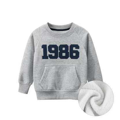 MyKids-USA® Baby Boy Numbers Embroidered Pattern Solid Hoodies With Pocket