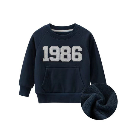 MyKids-USA® Baby Boy Numbers Embroidered Pattern Solid Hoodies With Pocket