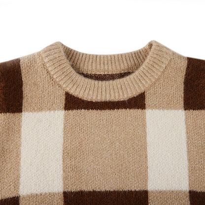 MyKids-USA® Baby Boy Plaid Graphic O-Neck Long Sleeves Western Classic Sweater