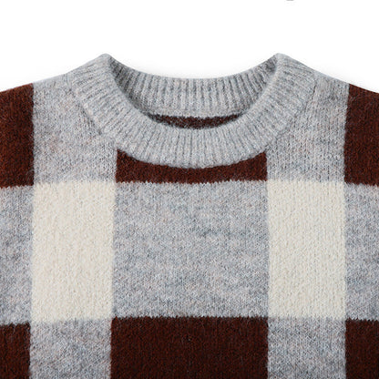 MyKids-USA® Baby Boy Plaid Graphic O-Neck Long Sleeves Western Classic Sweater