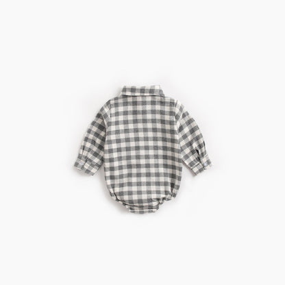 MyKids-USA® Baby Boy Plaid Pattern Buttoned Shirt With Pockets Long Sleeve bodysuit