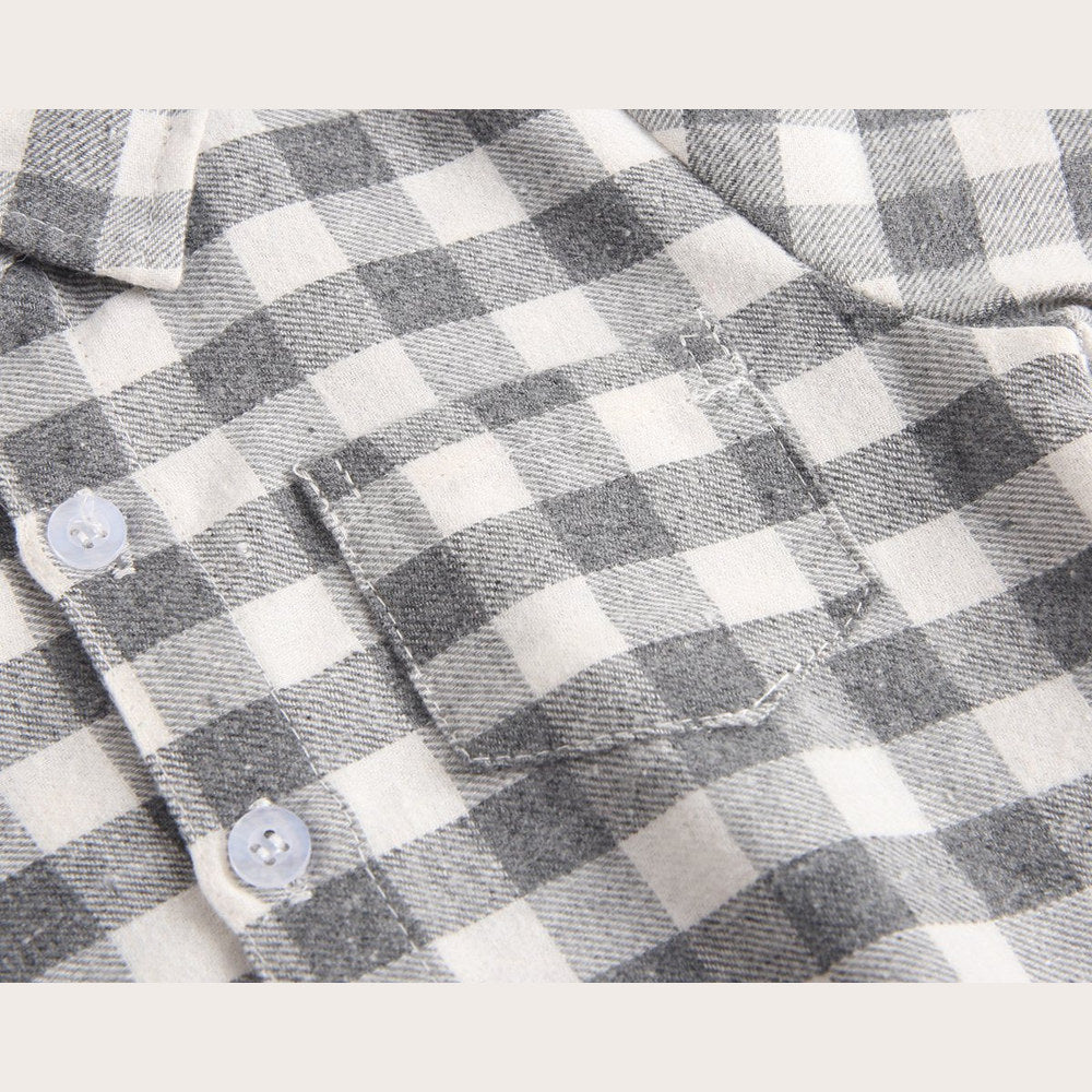 MyKids-USA® Baby Boy Plaid Pattern Buttoned Shirt With Pockets Long Sleeve bodysuit