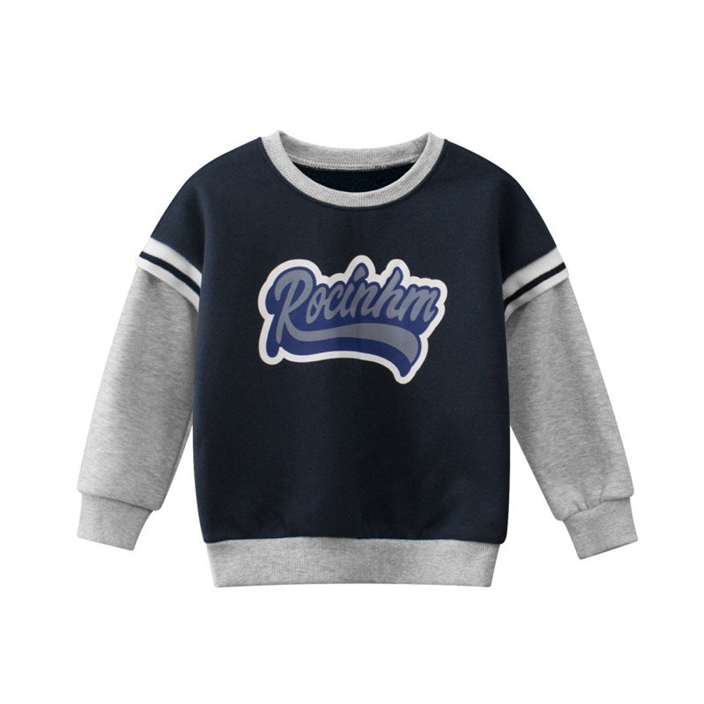 MyKids-USA® Baby Boy Slogan Pattern False 1-Pieces Design Fleece Hoodies