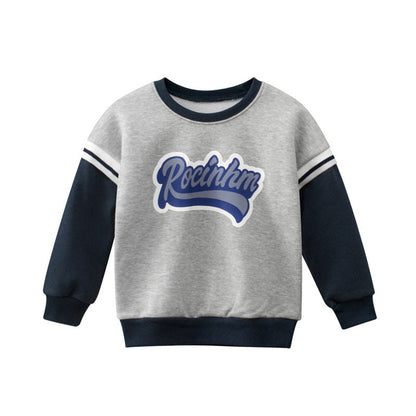MyKids-USA® Baby Boy Slogan Pattern False 1-Pieces Design Fleece Hoodies