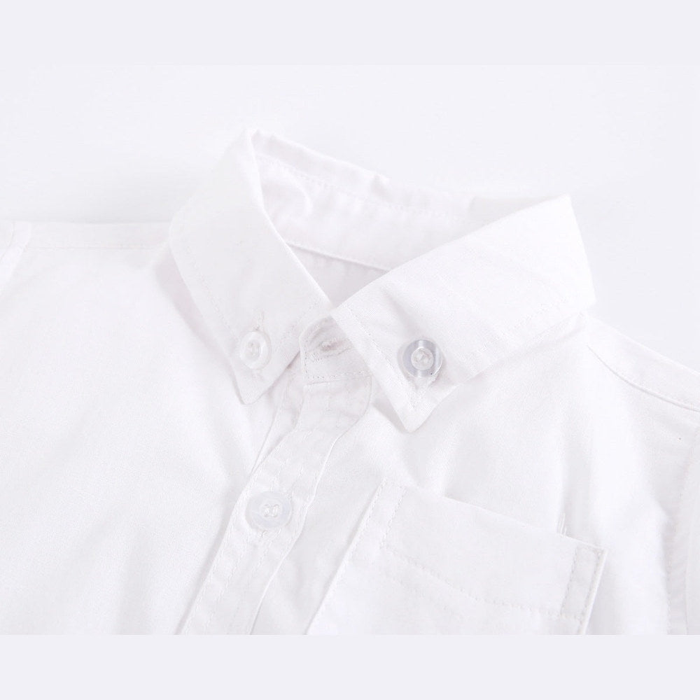 MyKids-USA® Baby Boy Solid Color Buttoned Shirt With Pockets Short Sleeve bodysuit Online In Summer
