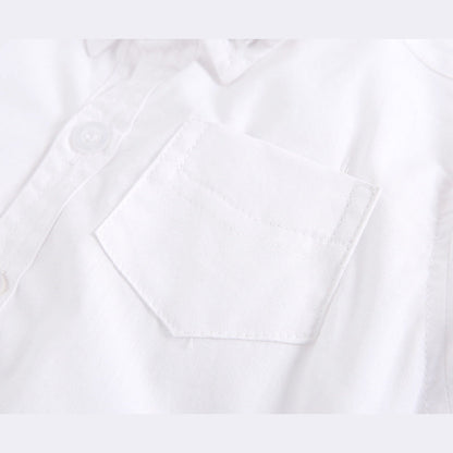 MyKids-USA® Baby Boy Solid Color Buttoned Shirt With Pockets Short Sleeve bodysuit Online In Summer