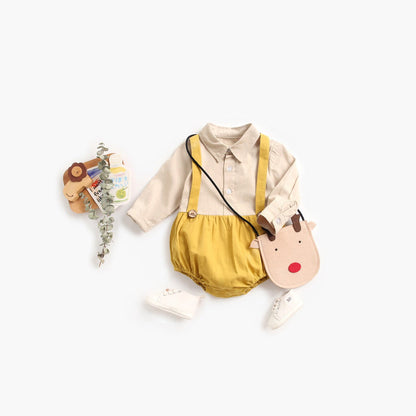 MyKids-USA® Baby Boy Solid Color False Design Long Sleeved bodysuit Bodysuit