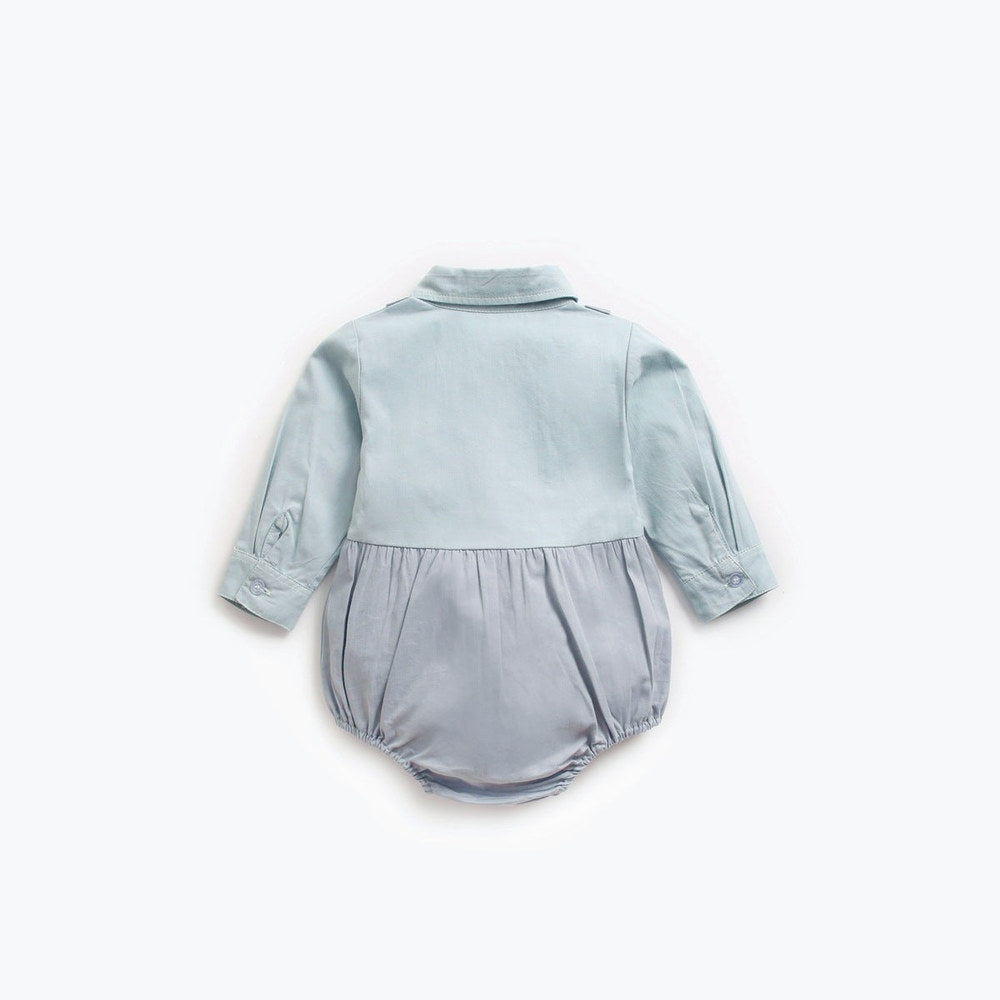 MyKids-USA® Baby Boy Solid Color False Design Long Sleeved bodysuit Bodysuit