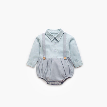 MyKids-USA® Baby Boy Solid Color False Design Long Sleeved bodysuit Bodysuit