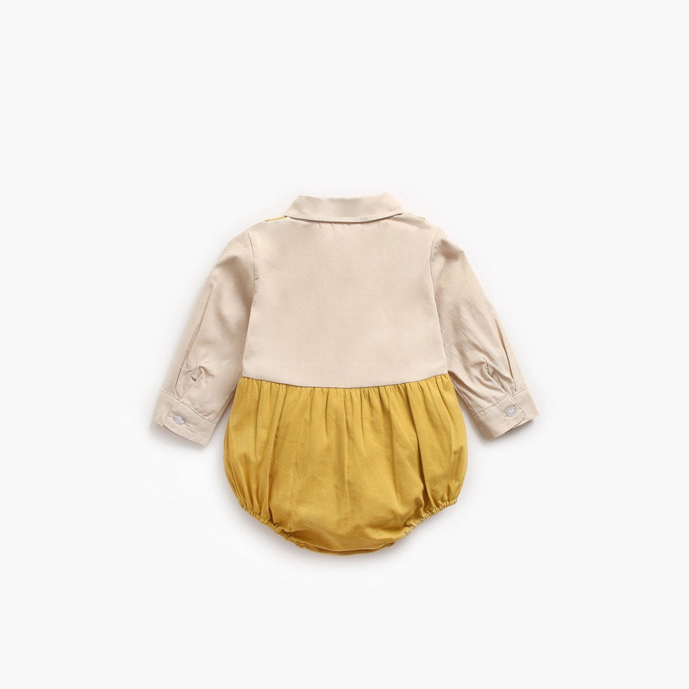 MyKids-USA® Baby Boy Solid Color False Design Long Sleeved bodysuit Bodysuit