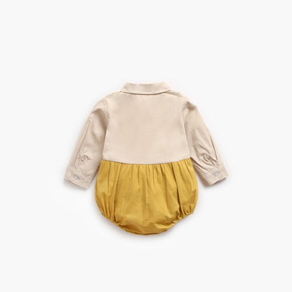 MyKids-USA® Baby Boy Solid Color False Design Long Sleeved bodysuit Bodysuit