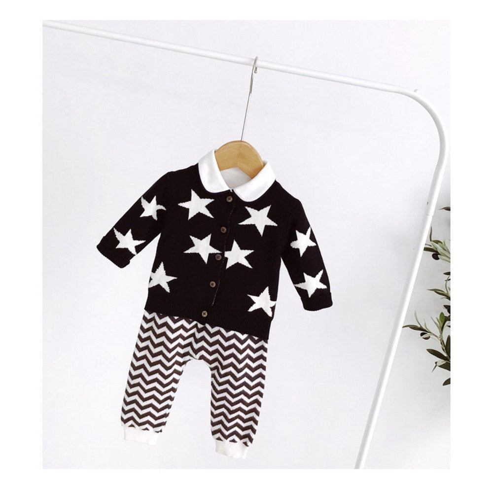 MyKids-USA® Baby Boy Star Pattern Single Breasted Design Long Sleeve Cardigan