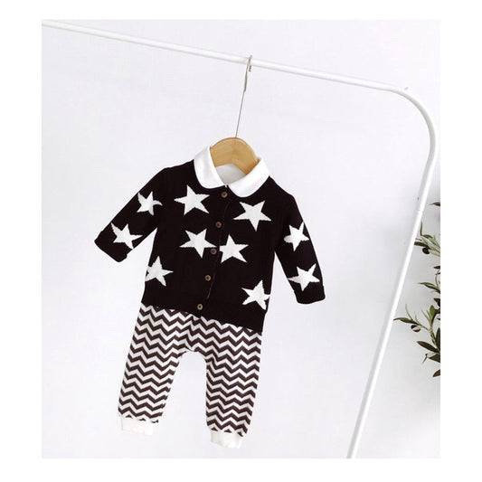 MyKids-USA® Baby Boy Star Pattern Single Breasted Design Long Sleeve Cardigan