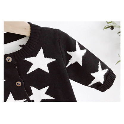 MyKids-USA® Baby Boy Star Pattern Single Breasted Design Long Sleeve Cardigan