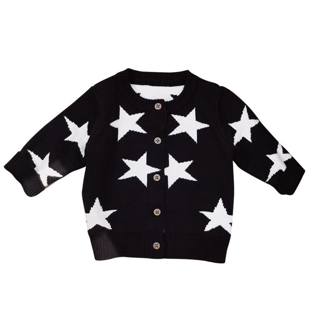 MyKids-USA® Baby Boy Star Pattern Single Breasted Design Long Sleeve Cardigan