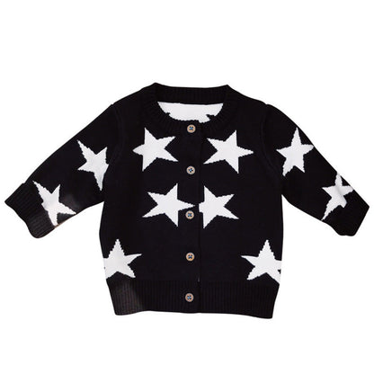 MyKids-USA® Baby Boy Star Pattern Single Breasted Design Long Sleeve Cardigan