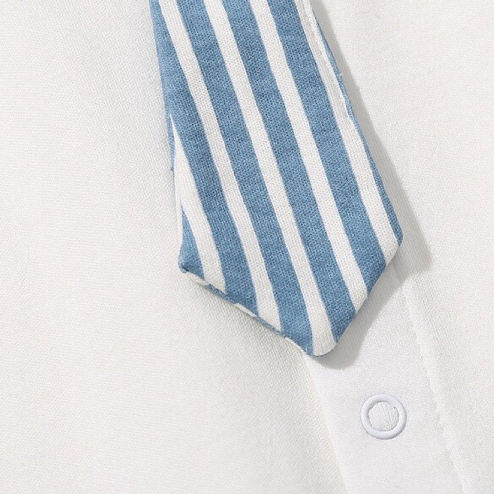 MyKids-USA® Baby Boy Striped Patchwork Pattern Tie Dye Design Lapel Convered Jumpsuit