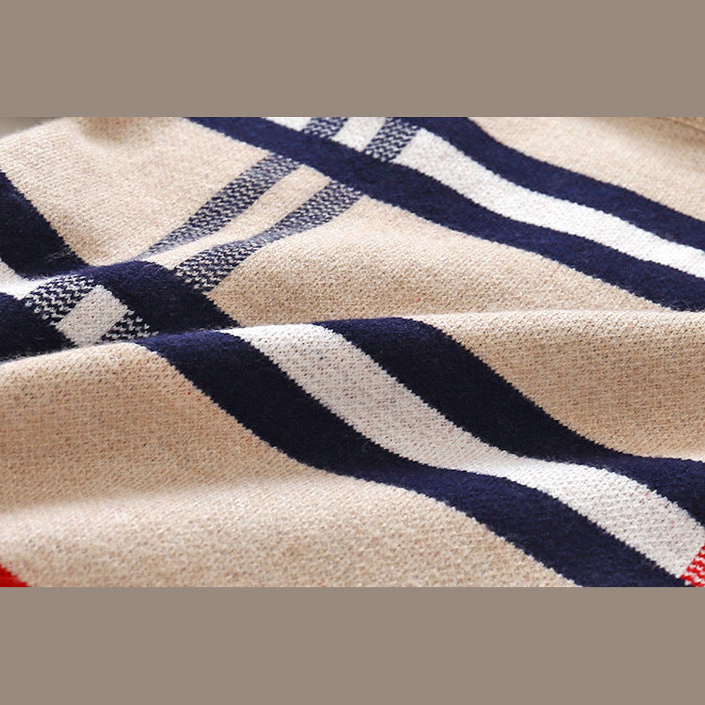MyKids-USA® Baby Boy Striped Pattern False 1 Pieces Sweater With Detachable Shirt Neck