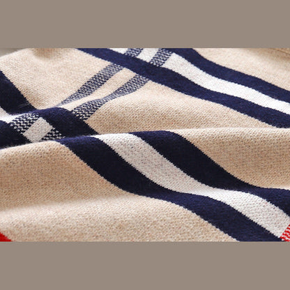 MyKids-USA® Baby Boy Striped Pattern False 1 Pieces Sweater With Detachable Shirt Neck