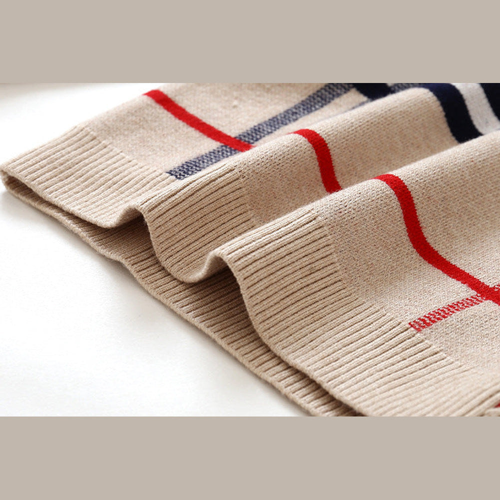 MyKids-USA® Baby Boy Striped Pattern False 1 Pieces Sweater With Detachable Shirt Neck