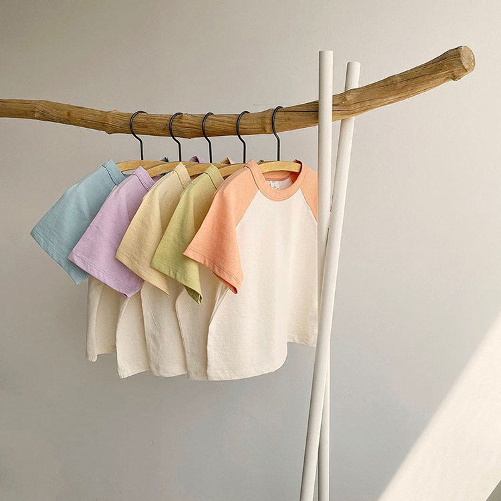 MyKids-USA Round Neck Short-Sleeved Top & Shorts Cotton Set